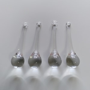 Clear Crystal Rain Drops 20mm x 80mm Set of 4 for Chandeliers, Windchime, Crafts, Wreaths, Costumes, Home Decor