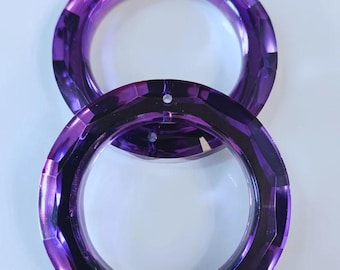 Purple Metallic Silver Back Crystal Circle O Ring 50mm for Chandeliers, Windchimes, Wreaths, Home Decor, Sun Catchers