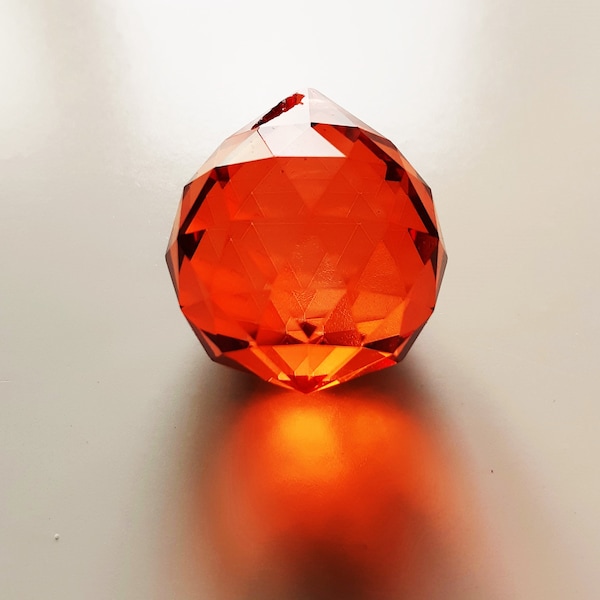 Orange Crystal Ball 30mm for Chandeliers, Windchime, Crafts, Wreaths, Costumes, Home Decor