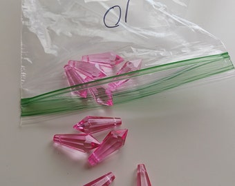 Pink 10 Crystal Icicles 38mm SECONDS (Scratched, Nicks) Crafts, Wreaths, Costumes, Windchimes