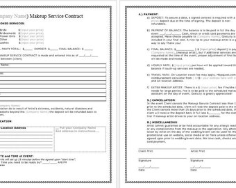 Bridal Makeup Contract Template docx. File