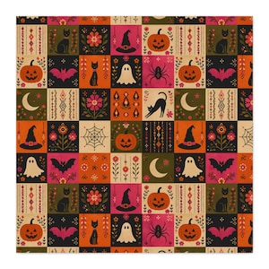 Halloween Patchwork Pattern Fabric by Yard | Combed Cotton Prima
