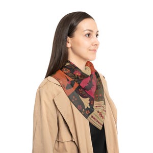 Patchwork Halloween pattern Poly Scarf | spooky pumpkins cats bats ghosts