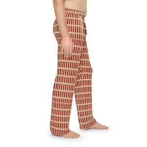 Rust Brick Grid Mens Pajama Pants | All-Over Print
