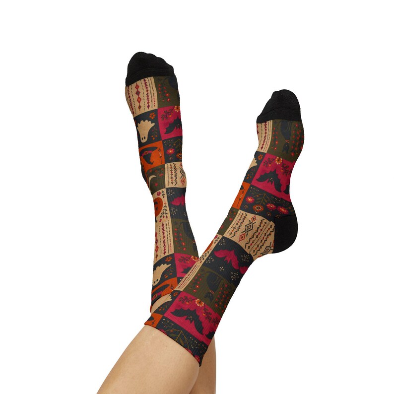 Calzini con motivo patchwork di Halloween stampabili a sublimazione / Zucca Fantasma Strega Gatto immagine 15