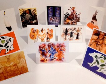 Native American Greeting Cards -  Men and Abstracts Collection (12 Blank Cards)