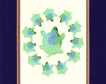 Mother Turtle Dream - Double matted archival prints entirely made by Native American Artist Daniel Ramirez