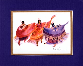 Medicine Bird Shawl Dancer - 8"x10" Double matted archival prints entirely made by Native American Artist Daniel Ramirez