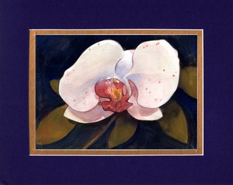 Pink Orchid 2022 - 8"x10" Double matted archival prints entirely made by Native American Artist Daniel Ramirez- Image Size 5"x7".