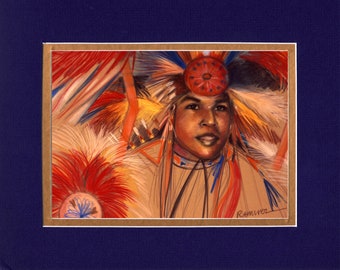 Fancy Boy - 8"x10" Double matted archival prints entirely made by Native American Artist Daniel Ramirez