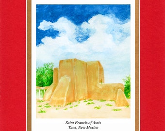 Saint Francis of Asis Church -Taos, New Mexico - 8"x10" Double matted archival prints entirely made by Native American Artist Daniel Ramirez