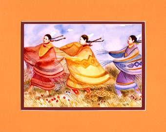 The Wildflowers Dancers - 8"x10" Double matted archival prints entirely made by Native American Artist Daniel Ramirez