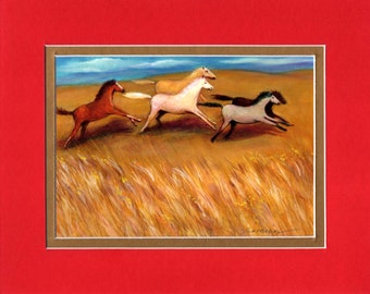 Summer Wildhorses - 8"x10" Double matted archival prints entirely made by Native American Artist Daniel Ramirez