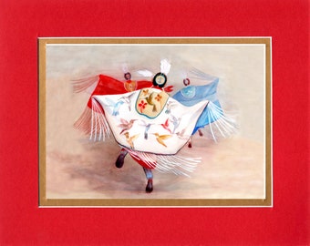 The Hummingbirds Shawl Dancer 2021 - 8"x10" Double matted archival prints entirely made by Native American Artist Daniel Ramirez