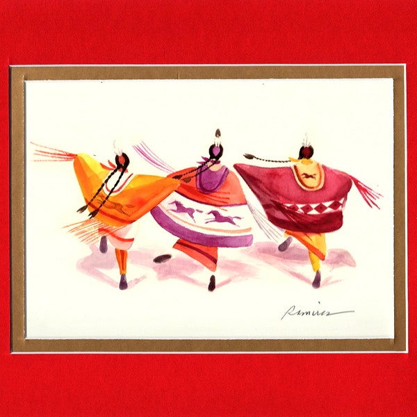 Diamonds and Horses Shawl Dancers - 8"x10" Double matted archival prints entirely made by Native American Artist Daniel Ramirez