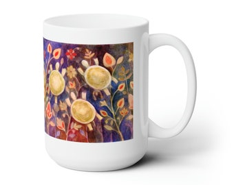 Turtles and Flowers Mug 15oz