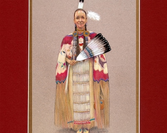 Cree Woman - 8"x10" Double matted archival prints entirely made by Native American Artist Daniel Ramirez