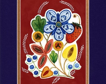 Beaded Floral - 8"x10" Double matted archival prints entirely made by Native American Artist Daniel Ramirez