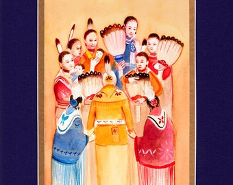 Elders Teaching - 8"x10" Double matted archival prints entirely made by Native American Artist Daniel Ramirez