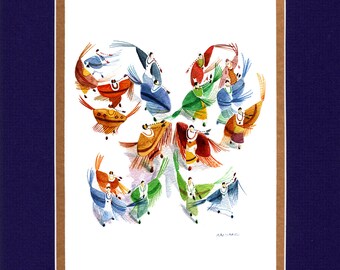 Butterfly Tiny Dancers - Double matted archival prints entirely made by Native American Artist Daniel Ramirez