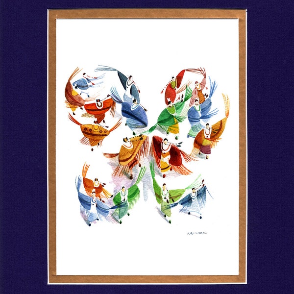 Butterfly Tiny Dancers - Double matted archival prints entirely made by Native American Artist Daniel Ramirez