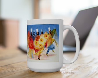 SISTERS SERIES "Sunflower Dancers" Ceramic Mug 15oz