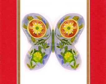 Turtle Butterfly - Double matted archival prints entirely made by Native American Artist Daniel Ramirez