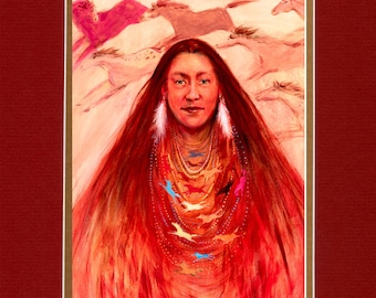 Her Many Horses - 8"x10" Double matted archival prints entirely made by Native American Artist Daniel Ramirez