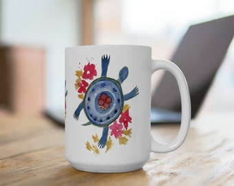 TURTLES SERIES - "Creation Turtle" - Ceramic Mug 15oz