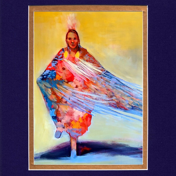 Summer Shawl Dancer - 8"x10" Double matted archival prints entirely made by Native American Artist Daniel Ramirez