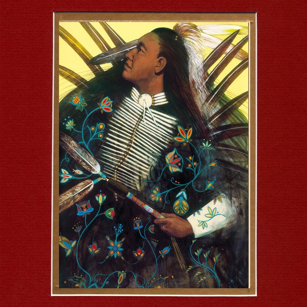 Floral Dancer - 8"x10" Double matted archival prints entirely made by Native American Artist Daniel Ramirez