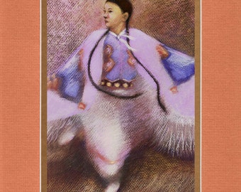 Blue Spirit Dancer - 8"x10" Double matted archival prints entirely made by Native American Artist Daniel Ramirez - Image Size 5"x7"