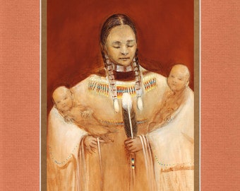 Lakota Madona - 8"x10" Double matted archival prints entirely made by Native American Artist Daniel Ramirez