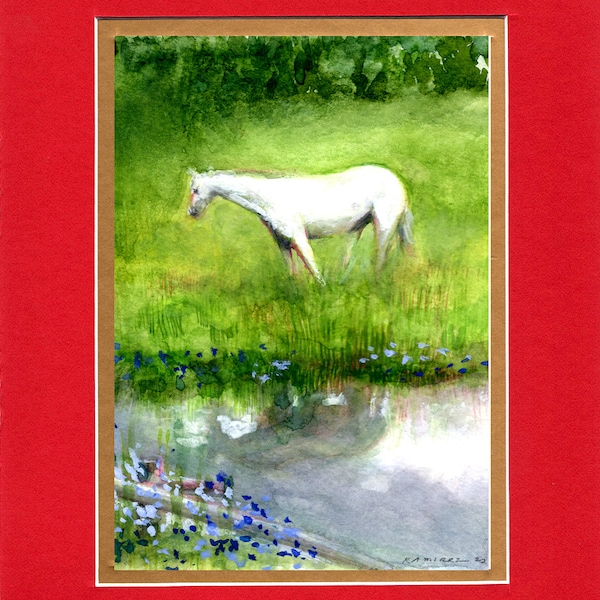 White Horse 2020 - 8"x10" Double matted archival prints entirely made by Native American Artist Daniel Ramirez