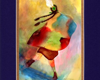 Shawl Dancer Abstract 2021 - Large Double matted archival prints 16"x20"  by Native American Artist Daniel Ramirez