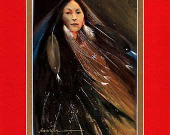 Eagle Spirit Woman - 8"x10" Double matted archival prints entirely made by Native American Artist Daniel Ramirez - Image size 5"x7"