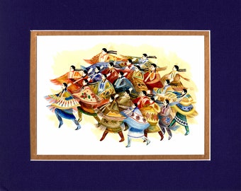 The Shawl Dance - 8"x10" Double matted archival prints entirely made by Native American Artist Daniel Ramirez