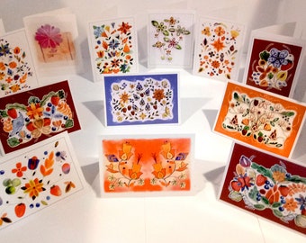 Native American Greeting Cards -  Woodland Floral Collection  (12 Blank Cards)