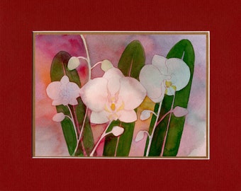 White Orchids 2022 - 8"x10" Double matted archival prints entirely made by Native American Artist Daniel Ramirez- Image Size 5"x7".