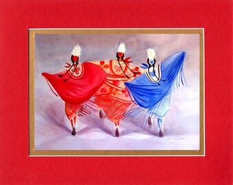 Shawdow Dance - Double matted archival prints entirely made by Native American Artist Daniel Ramirez