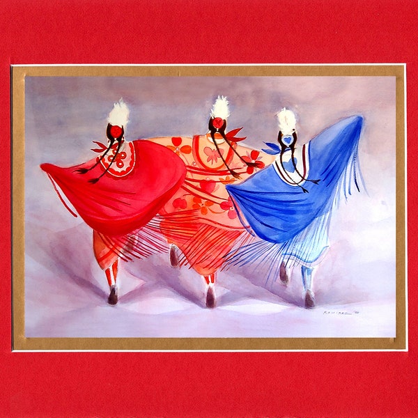 Shawdow Dance - Double matted archival prints entirely made by Native American Artist Daniel Ramirez