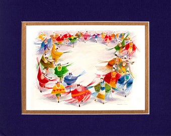 Sisterhood of the Fancy Shawl Danmcers- 8"x10" Double matted archival prints entirely made by Native American Artist Daniel Ramirez