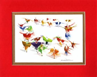 Hidden Horse Shawl Dancers - 8"x10" Double matted archival prints entirely made by Native American Artist Daniel Ramirez