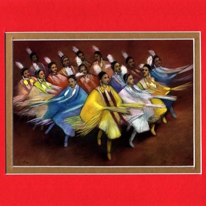 Sisters in Pastels - 8"x10" Double matted archival prints entirely made by Native American Artist Daniel Ramirez - Image Size 5"x7"