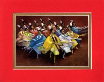 Sisters in Pastels - 8"x10" Double matted archival prints entirely made by Native American Artist Daniel Ramirez - Image Size 5"x7"