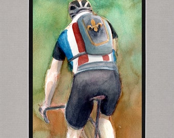 Cyclists of the Tour De France 03 - 8"x10" Double matted archival prints entirely made by Native American Artist Daniel Ramirez