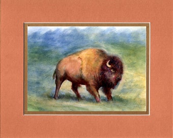 Bison 2020 - 8"x10" Double matted archival prints entirely made by Native American Artist Daniel Ramirez