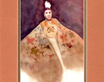 Butterfly Shawl Dancer 2020 - Double matted archival prints entirely made by Native American Artist Daniel Ramirez