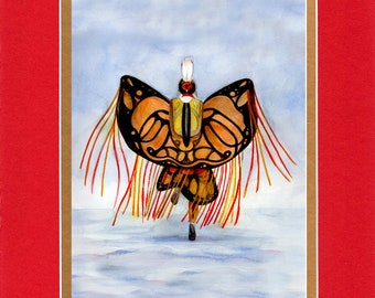 Mother Monarch Shawl Dancer - 8"x10" Double matted archival prints entirely made by Native American Artist Daniel Ramirez