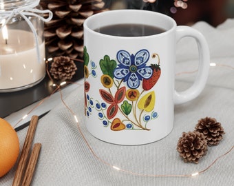 Woodland Floral and Berries Mug 11oz